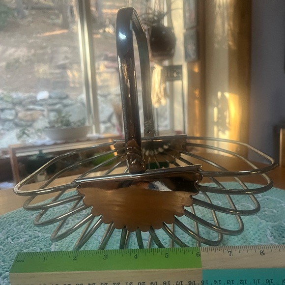 Godinger Silver Plated Wire Bread Basket w/ Swing Handle Vintage - Picture 6 of 10